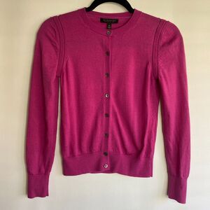 Banana Republic Merino Wool Hot Pink Crew Neck Cardigan Sweater Size XS
